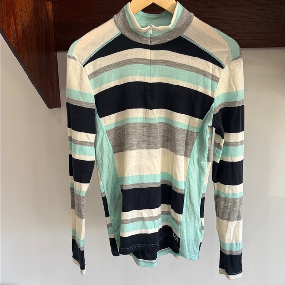 9-Helly Hansen Women's Striped Jersey - Dark Blue, Gray, White, and Turquoise - Picture 3 of 14